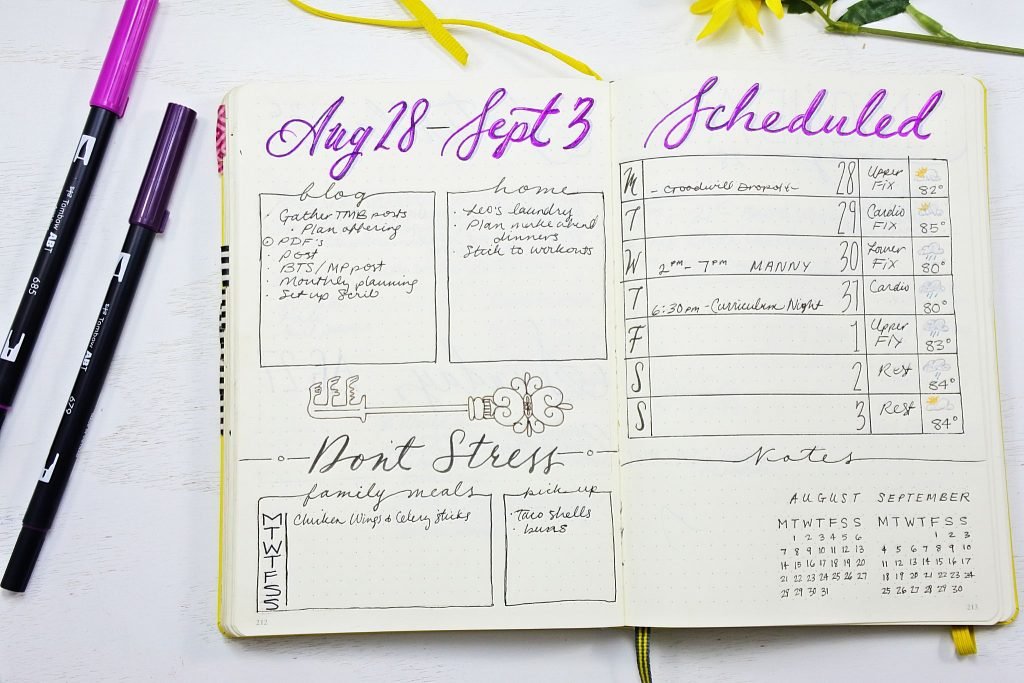 Bullet Journal weekly spread - How to start a bullet journal