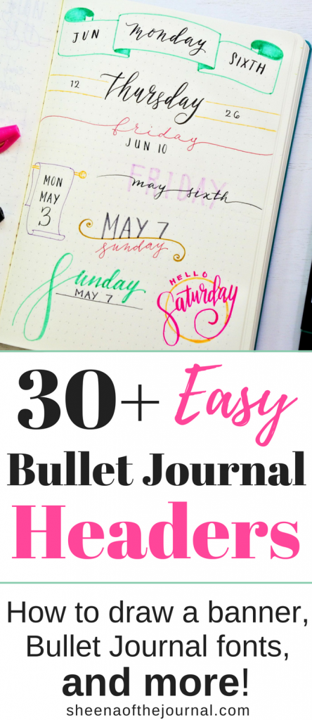 Easy bullet journal header and banner ideas!