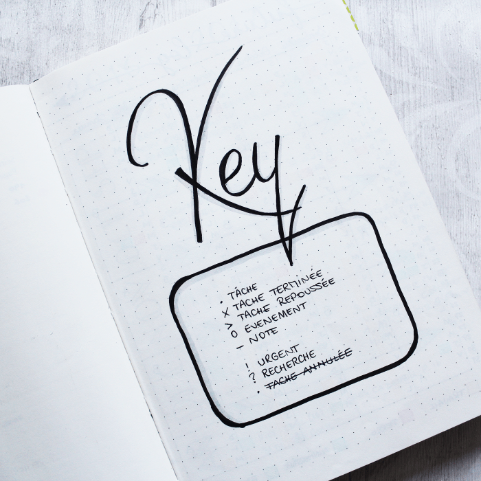 This is a great example of a simple bullet journal key
