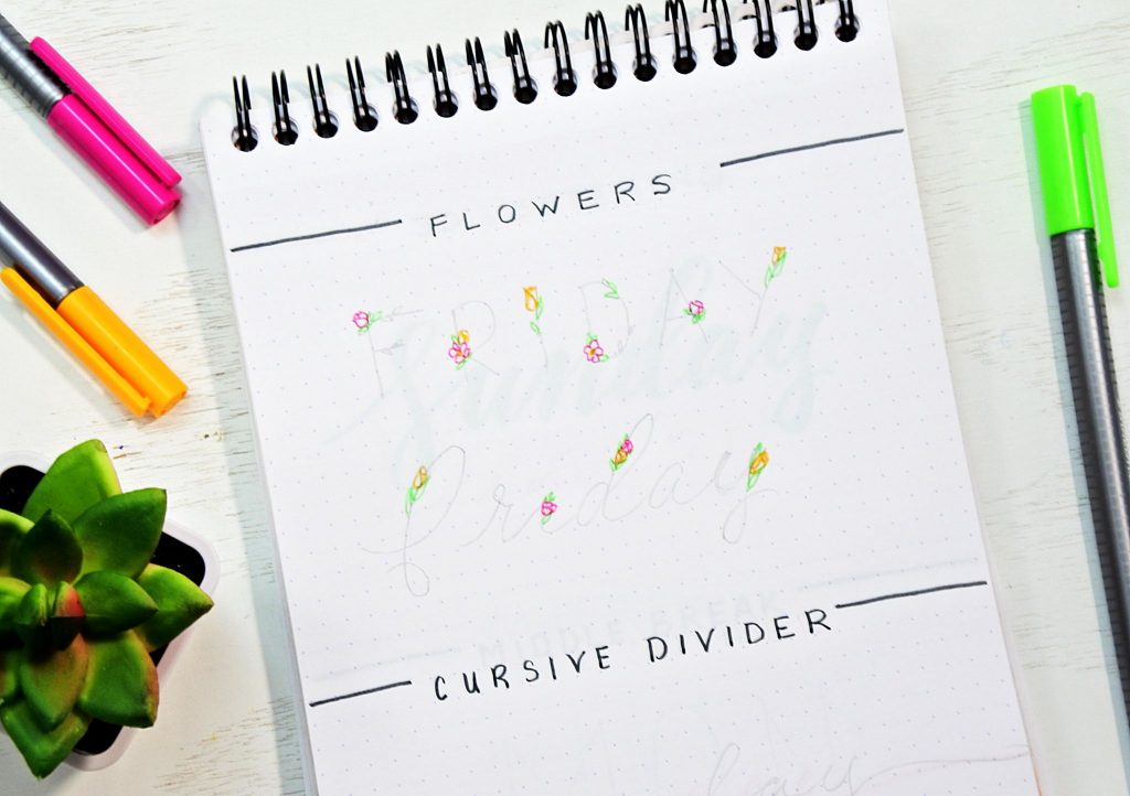 Step by step tutorial to draw floral bullet journal fonts.