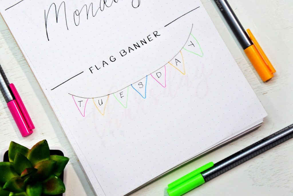 how to draw a flag banner plus dosend of other bullet journal fonts.