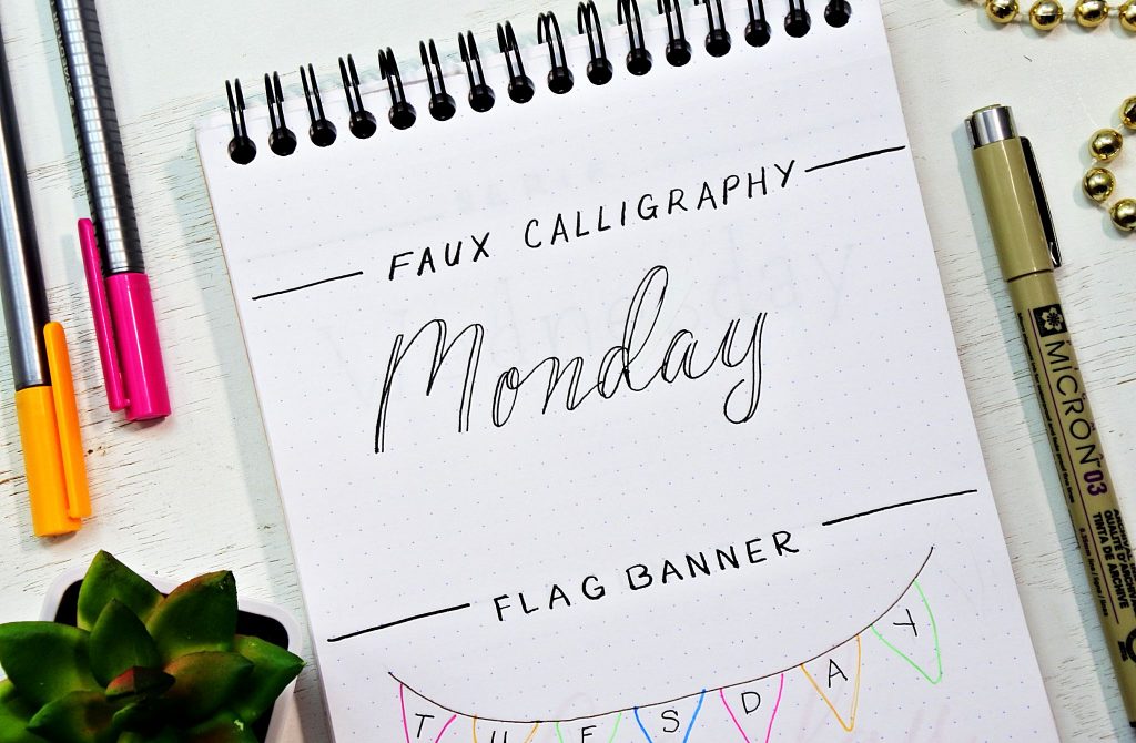 Faux calligraphy tutorial plus tons of bullet journal fonts.