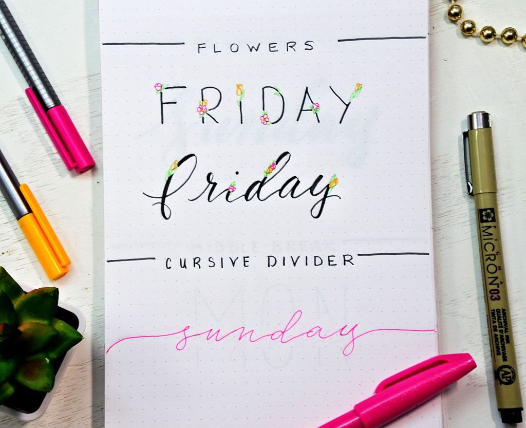 How to draw a floral bullet journal font.