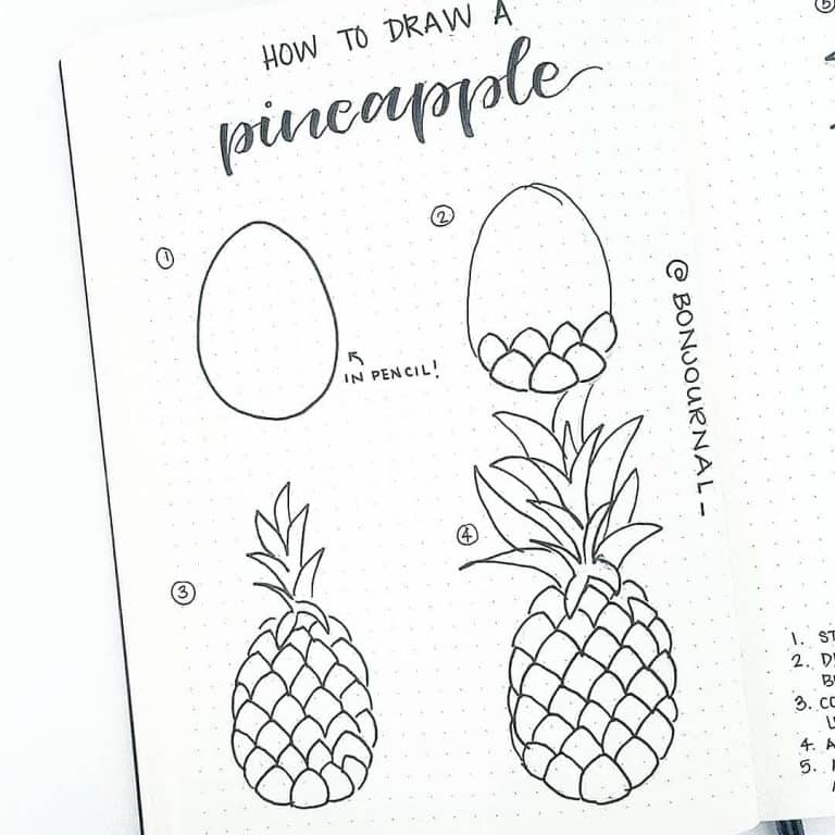 Bullet journal doodles how to draw a pineapple