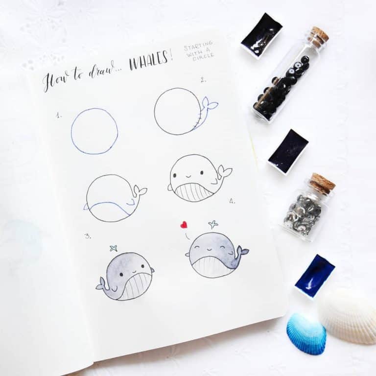 animal bullet journal doodles how to draw a whale 