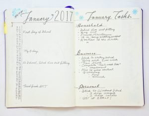 Monthly planning in a journal