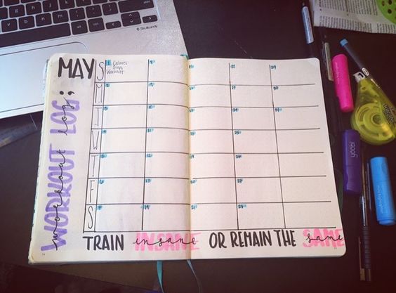 bullet-journal-workout-trackers 15 Bullet Journal ideas for fitness and workout trackers