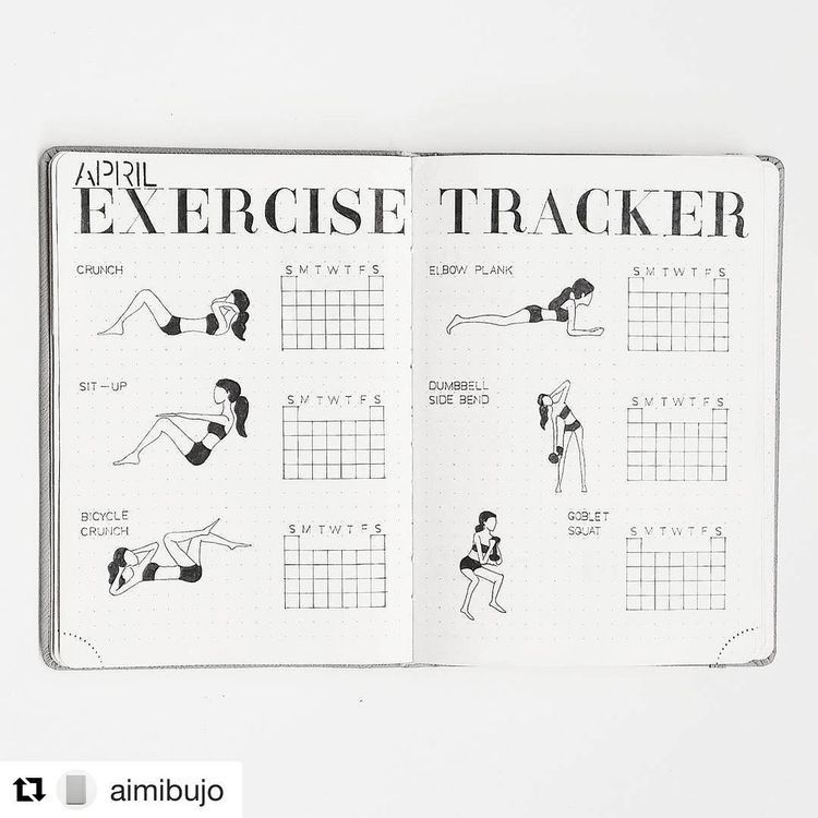bullet-journal-workout-trackers 15 Bullet Journal ideas for fitness and workout trackers
