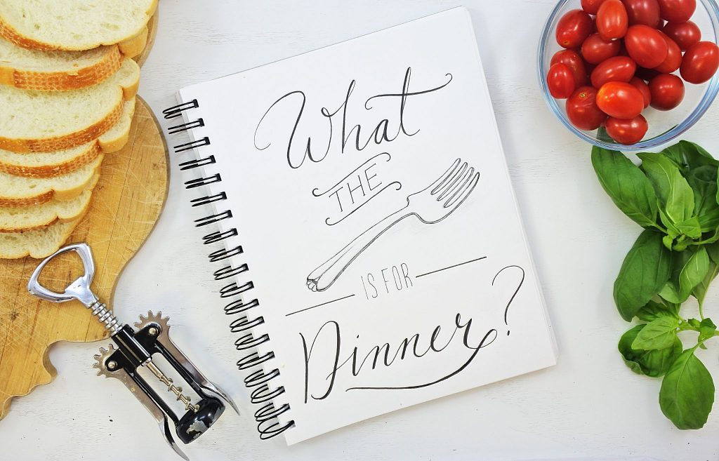 Whats for dinner calligraphy typography