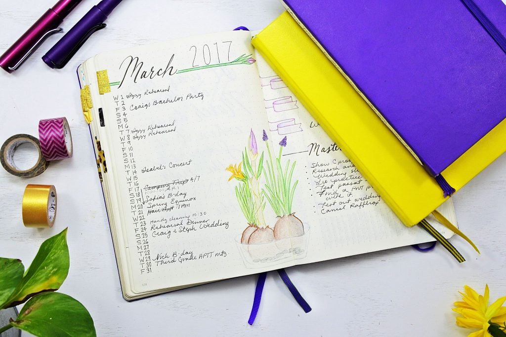 monthly planning bullet journal