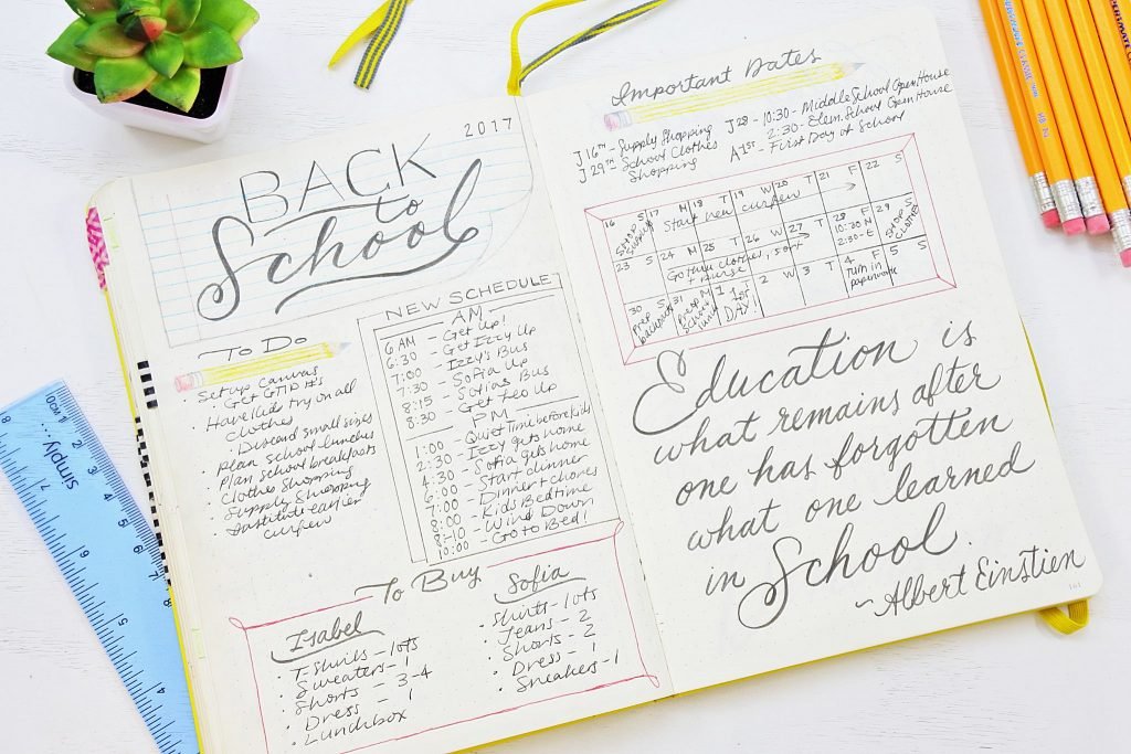 Sheena of the Journal's back-to-school planning journal spread