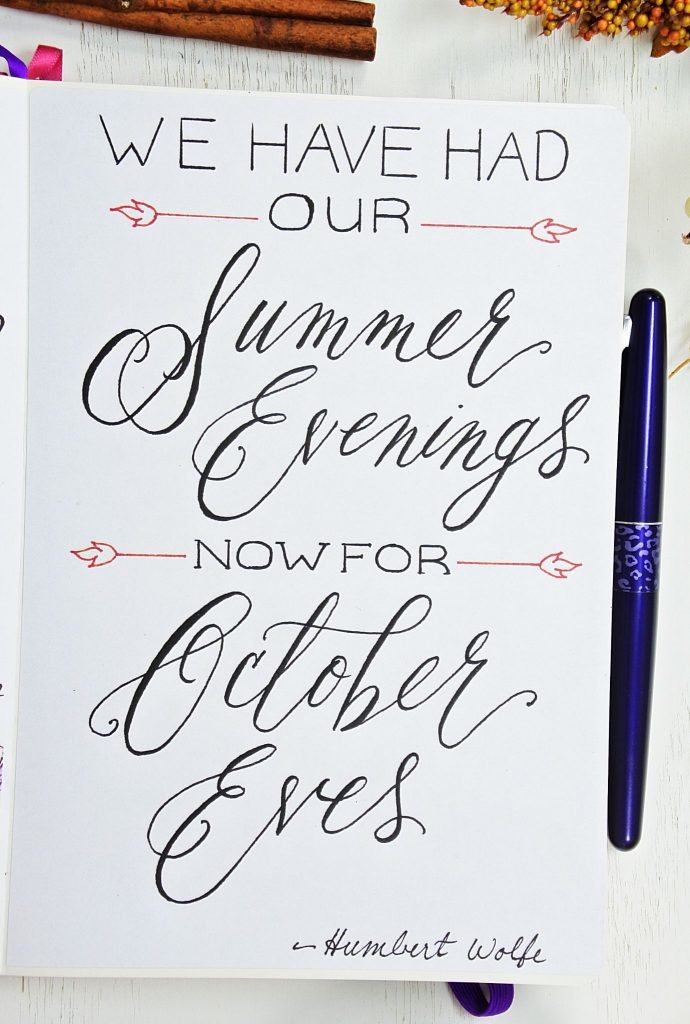 October monthly quote bullet journal
