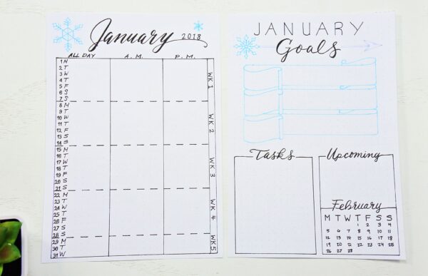 bullet journal monthly layout spread