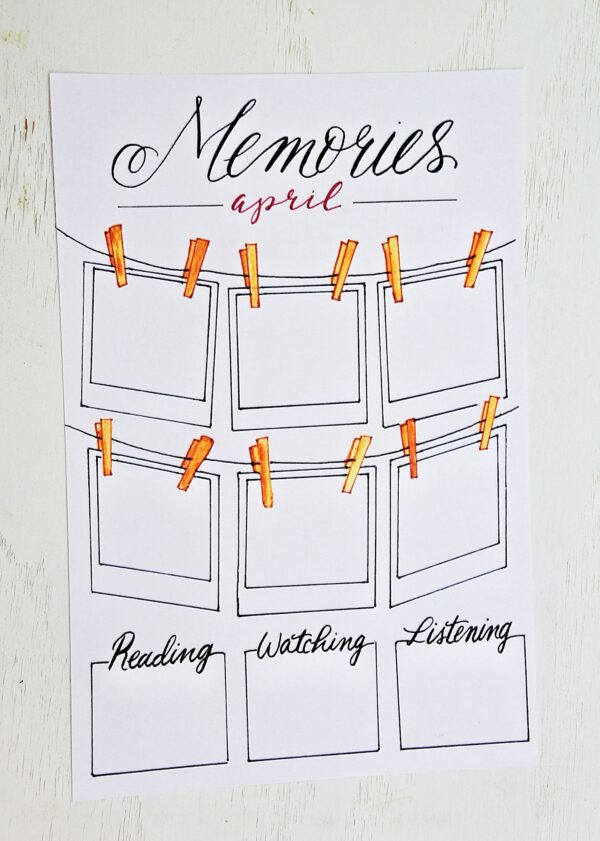 Printable memories page for your bullet journal