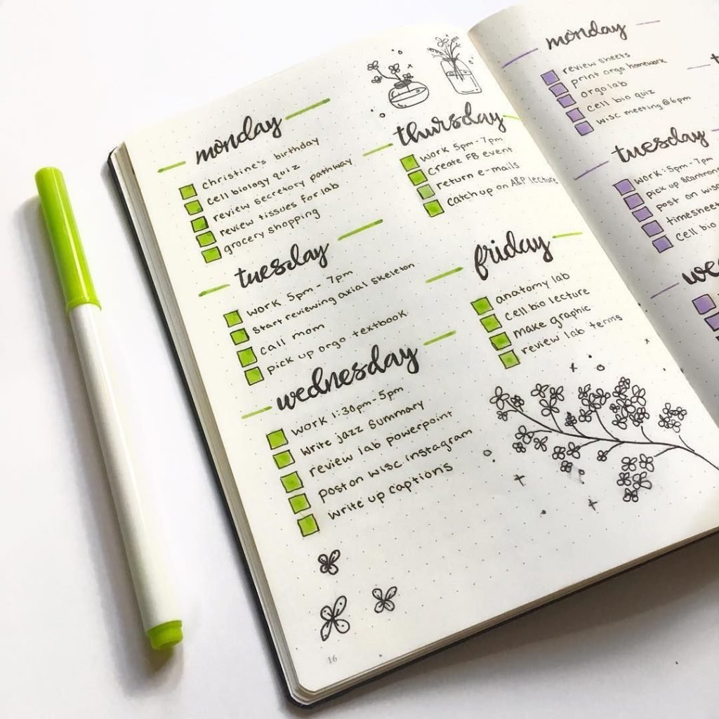 over-20-easy-bullet-journal-weekly-spread-ideas