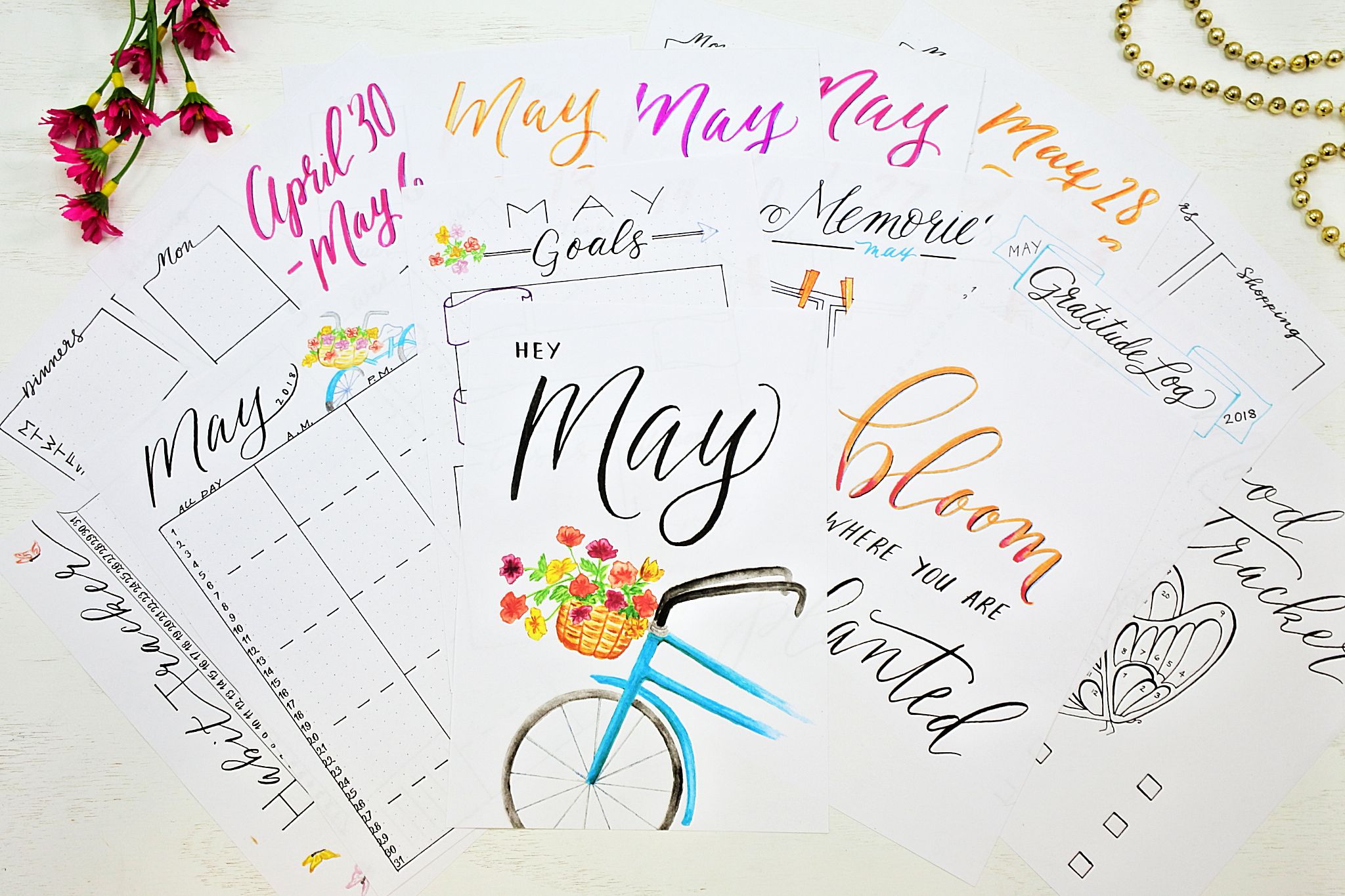 Bullet Journal Planner Printables for May 2018 - Instant Download!