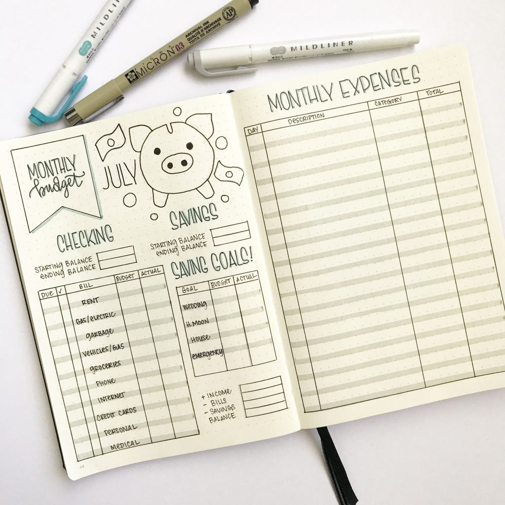 Pretty Expense Tracker for Bullet Journal