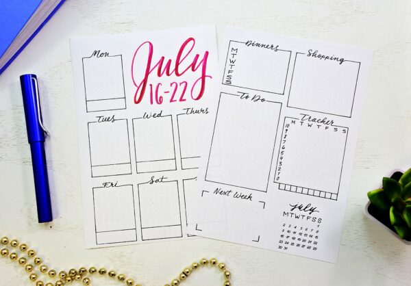 printable bullet journal weekly spread