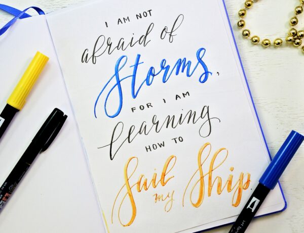 hand-lettered calligraphy quote for your bullet journal