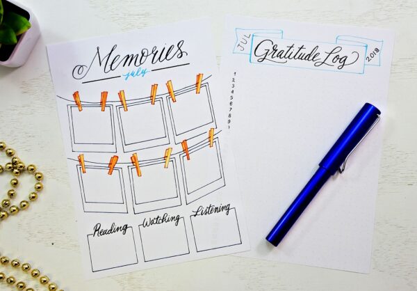 printable memories and gratitude log