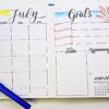 printable bullet journal calendar and goals worksheet