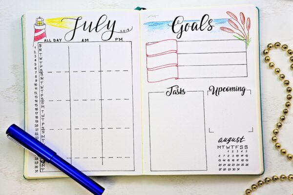 printable bullet journal calendar and goals worksheet