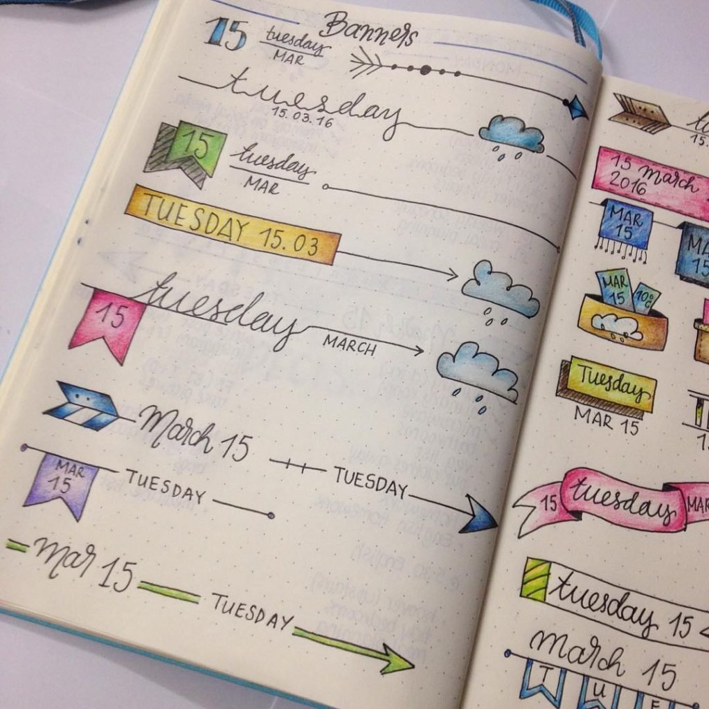 Bullet Journal header and banner ideas!