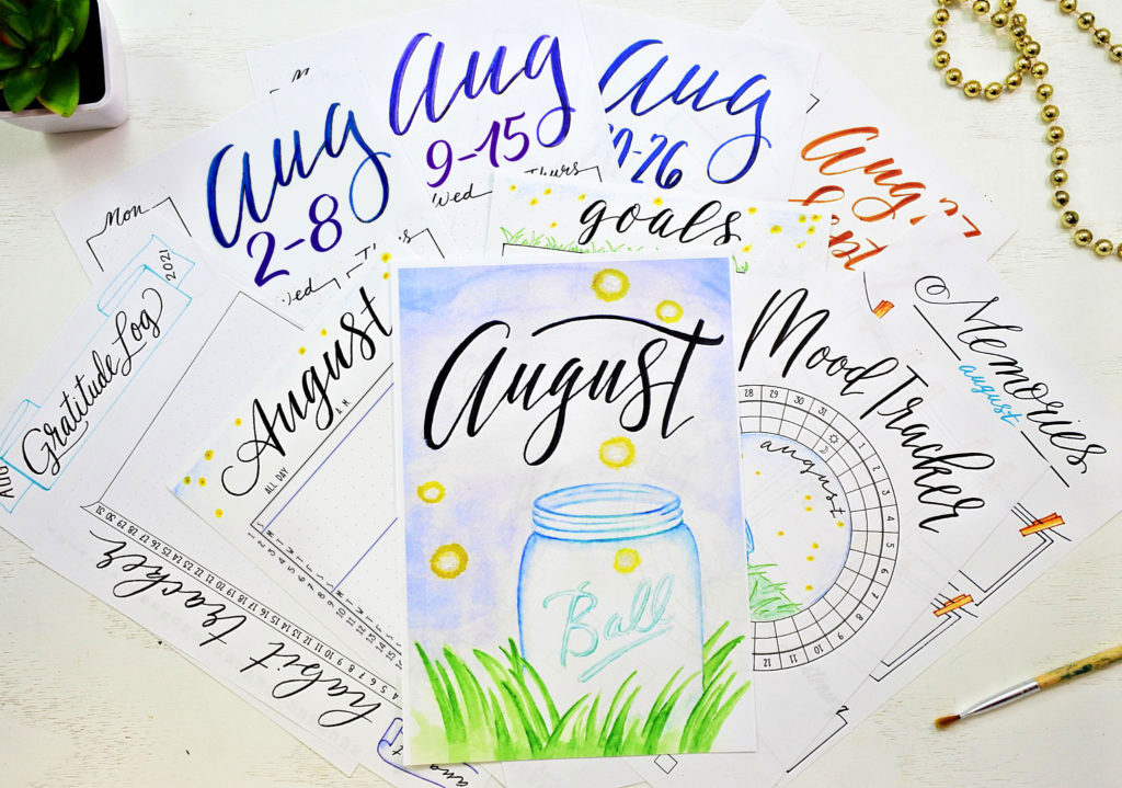 August 2021 Bullet Journal Printable Pages