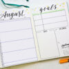 August 2021 Bullet Journal Calendar and Goals Spread