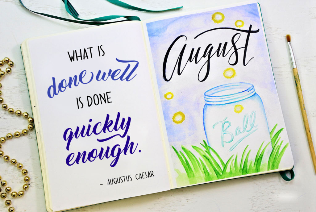 August 2021 Bullet Journal Printable Title Spread