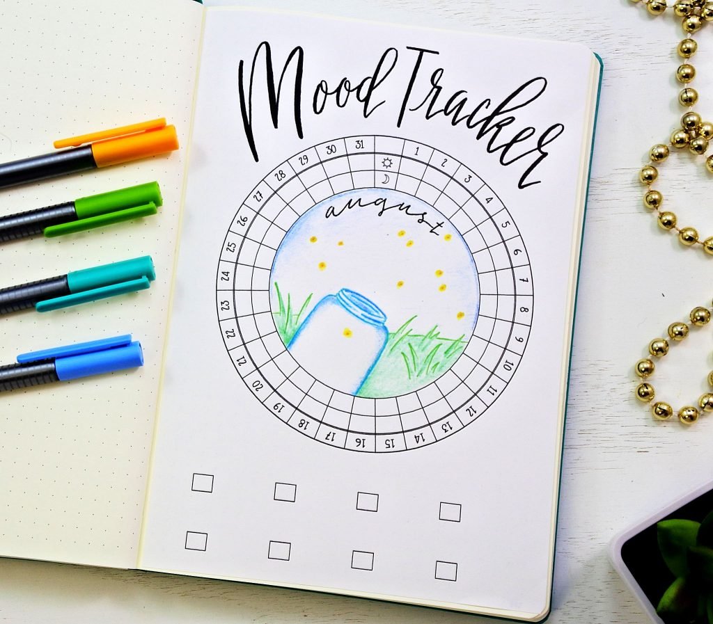 Bullet journal fireflies mood tracker