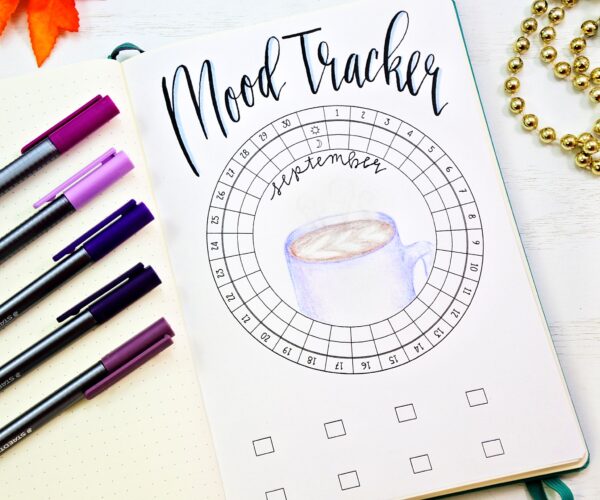 Coffee themed circular mood tracker for your bullet journal! Instant Download!