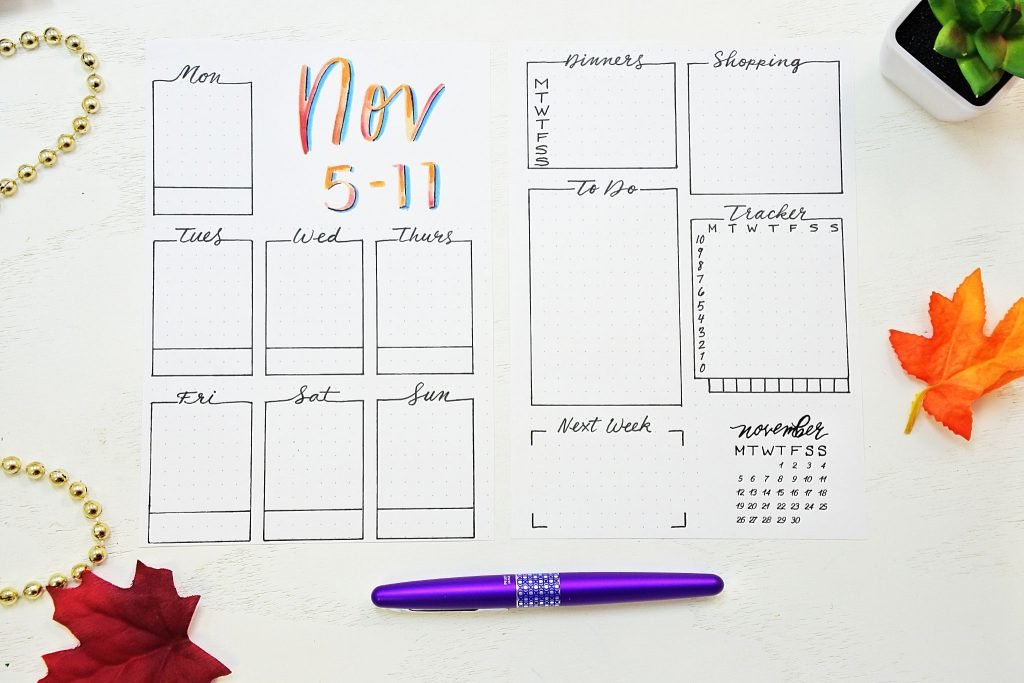 November Bullet Journal Setup with Free Printables!