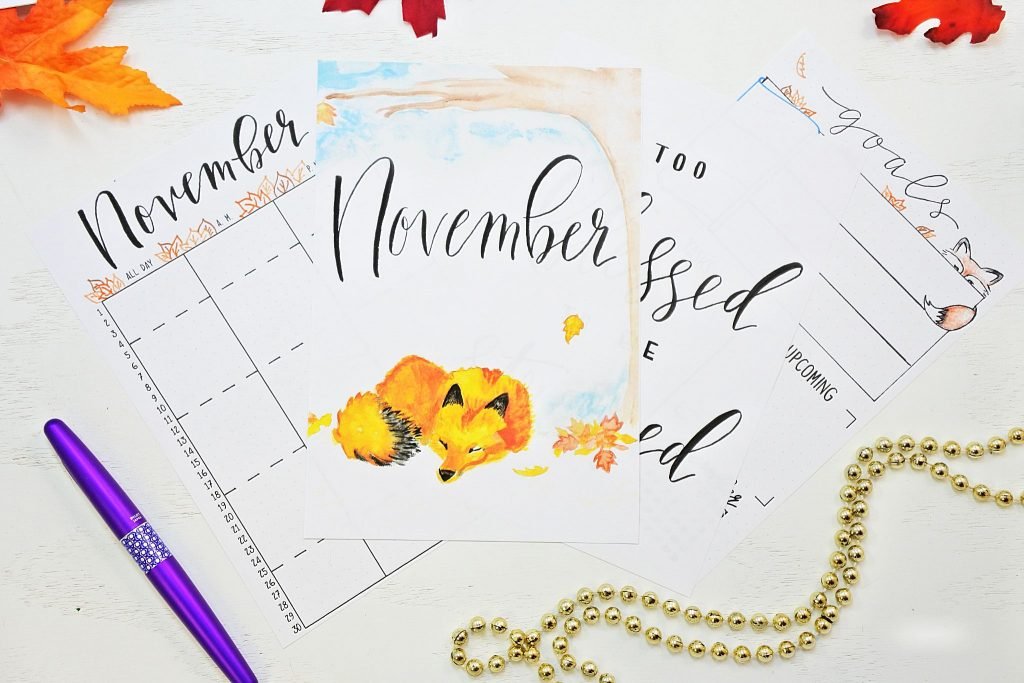 november bullet journal setup free printables!