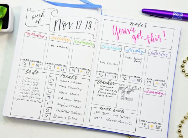 printable weekly spread