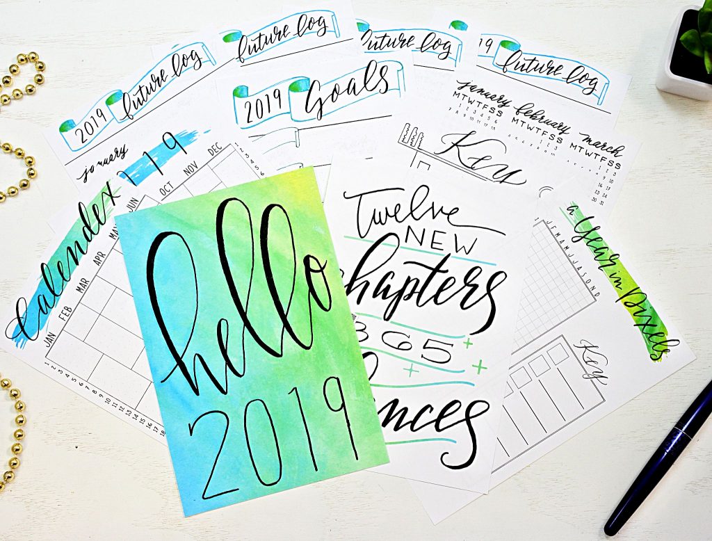 Printable bullet journal setup for 2019