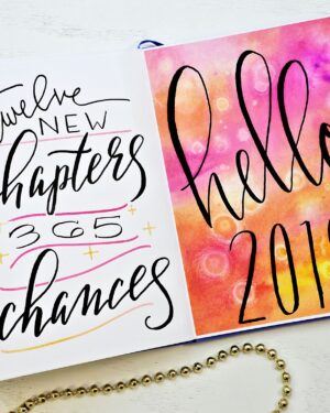 2019 bullet journal setup cover page and hand lettered quote