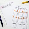 Printable Gratitude Log and Memories page for February bullet journal setup.