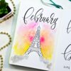 Eiffel tower February bullet journal cover page.