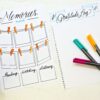 Printable memories page and gratitude log for a Bullet Journal.