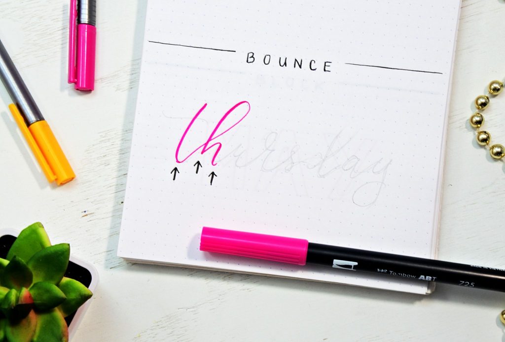 Bounce lettering tutorial. How to draw fancy bullet journal fonts.
