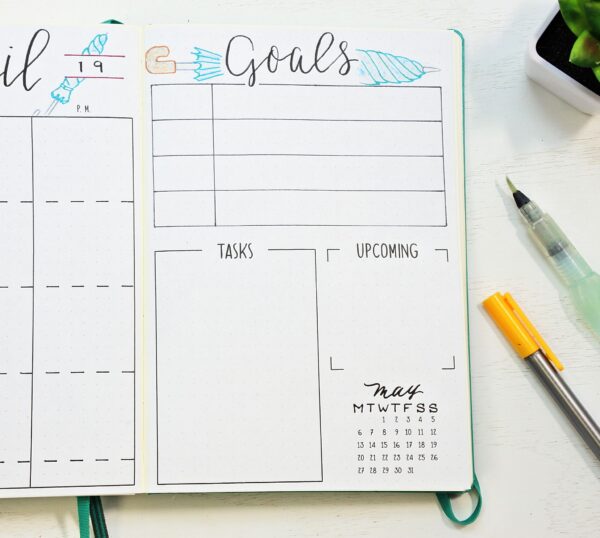 April Goals page in a bullet journal
