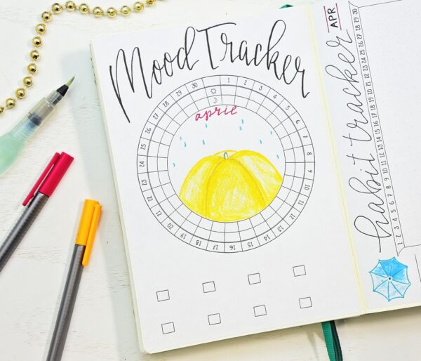 April bullet journal mood tracker