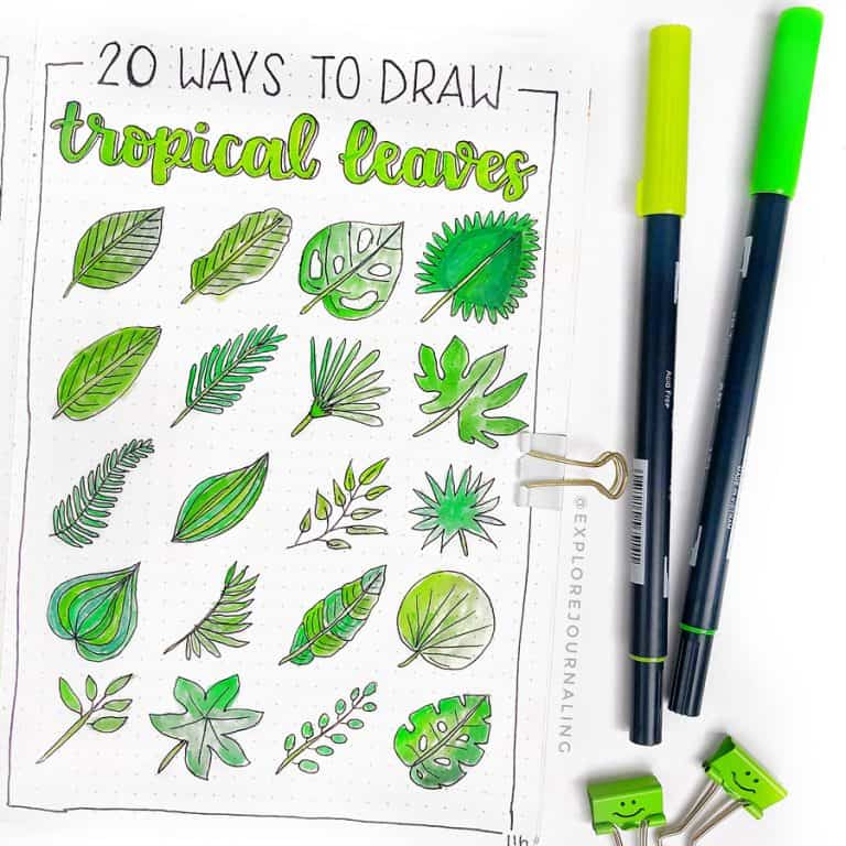 bullet journal doodles how to draw leaves