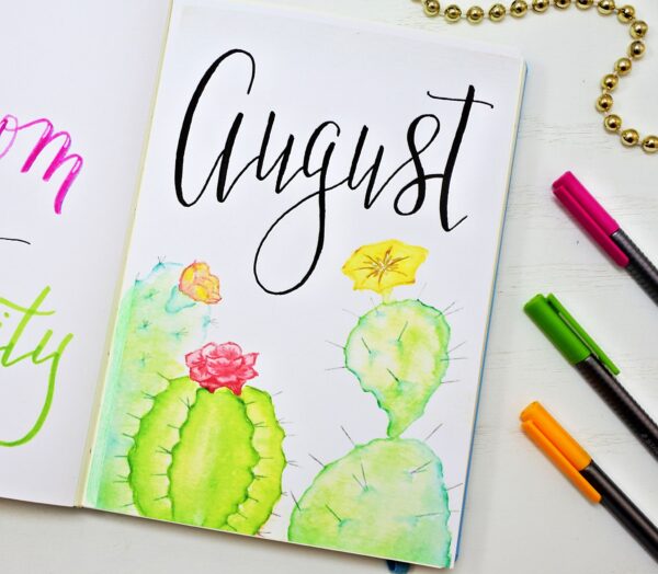 AUGUST BULLET JOURNAL COVER PAGE