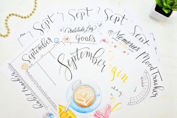 Printable September bullet journal setup.