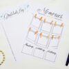 Printable gratitude log and memories page for a bullet journal.