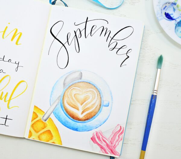 September bullet journal cover page.