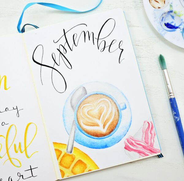 Printable bullet journal cover page for September.