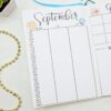 Pritnable bullet journal monthly calendar for september.